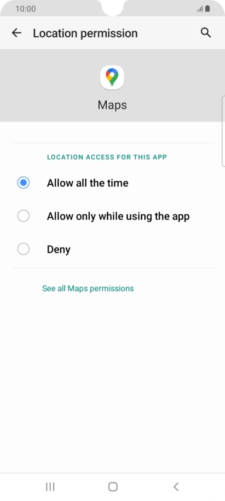 Press the required setting.