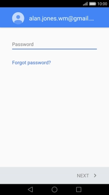 Press the text input field and key in the password for your Google account.