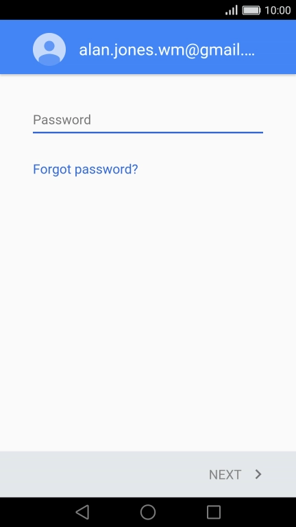 Press the text input field and key in the password for your Google account.