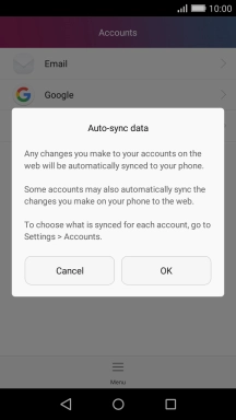 If you turn on automatic synchronisation of content, press OK.