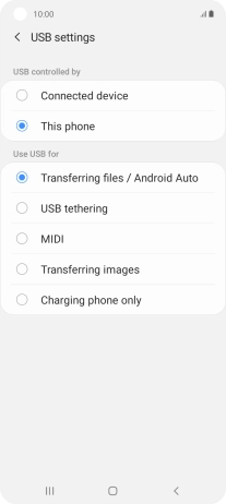 Press Transferring files / Android Auto.