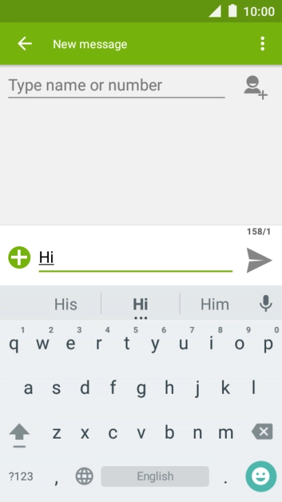 The word suggestions are displayed as you write. Press the required word to insert it.