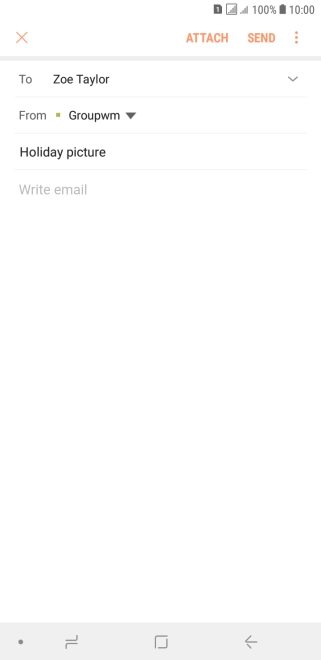 Press the text input field and write the text for your email message.