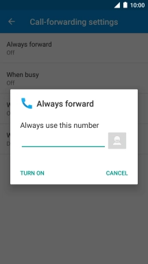 Key in (prefix) 5 (your phone number) and press TURN ON.