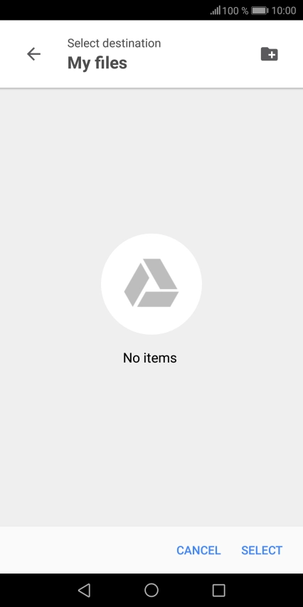 To create a new folder, press the new folder icon and follow the instructions on the screen to create a new folder.