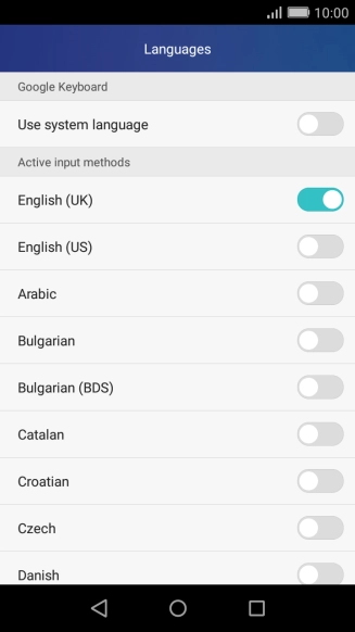 Press the required language to add it.