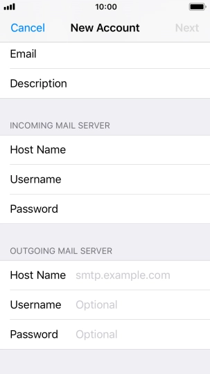 Press Host Name and key in mail.vodafone.ie.