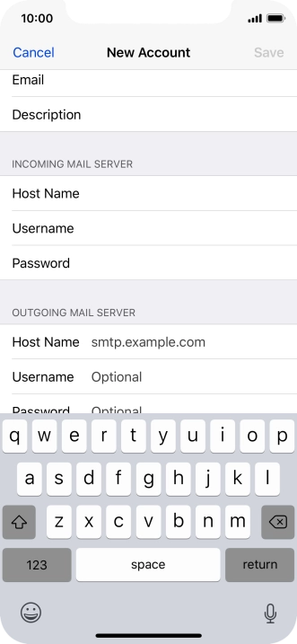 Press Host Name and key in mail.vodafone.ie.