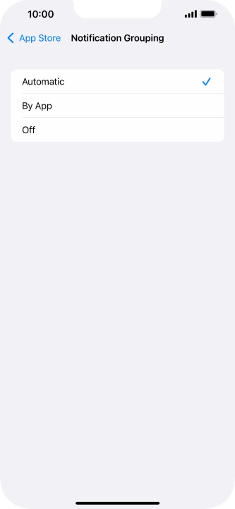Press the required setting.