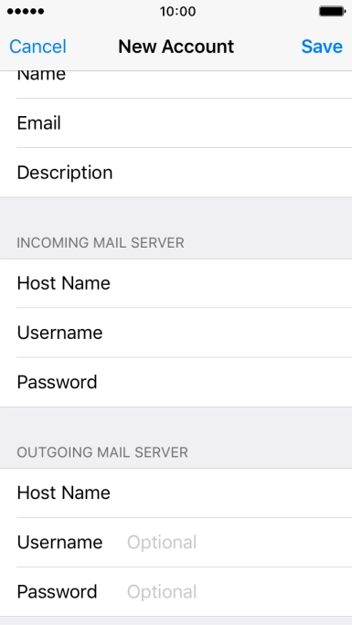 Press Username and key in the username for your email account.