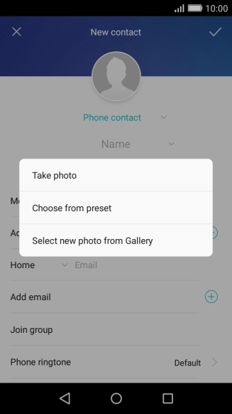 Press Select new photo from Gallery and go to the required folder.