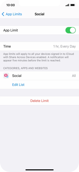 Press Delete Limit.
