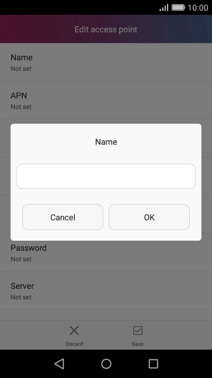 Key in Vodafone Internet and press OK.