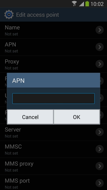 Key in mms.vodafone.net and press .