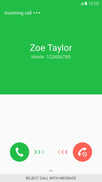 Press and drag the accept call icon right.
