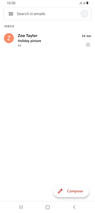 Press the email account icon.