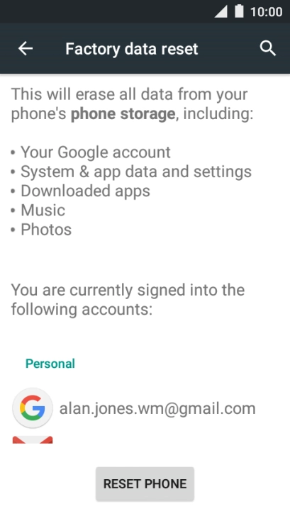 Press RESET PHONE.
