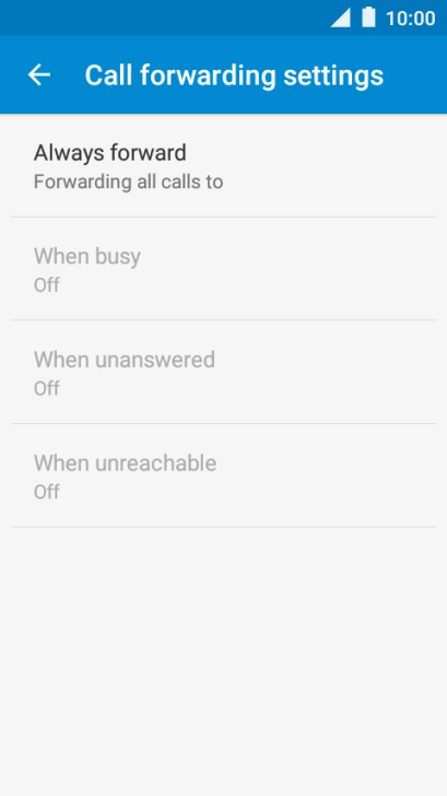 Press the required divert type.
