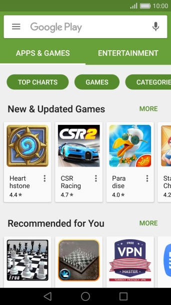 Press the search field.