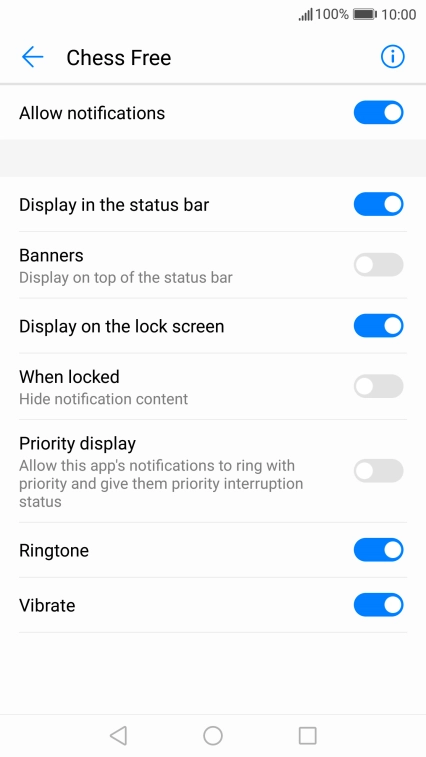 Press Allow notifications to turn the function on or off.
