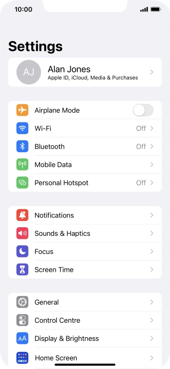 Press Mobile Data.