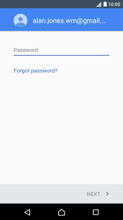 Press the text input field and key in the password for your Google account.