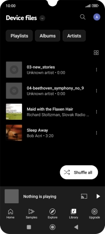 Press the required audio file.