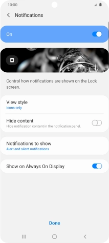 Press the indicators next to the required settings to turn them on or off.