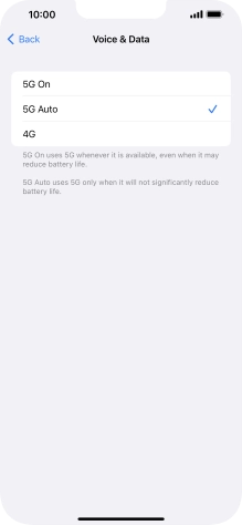 To turn on use of 5G primarily, press 5G On.