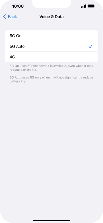 To turn on use of 5G primarily, press 5G On.