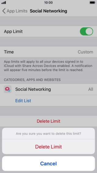 Press Delete Limit.