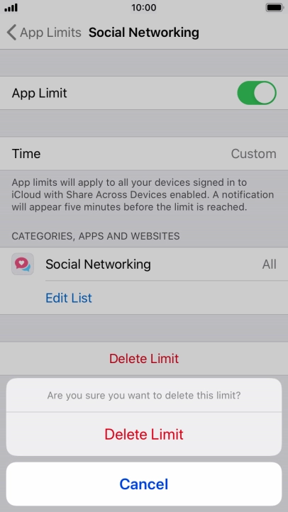 Press Delete Limit.