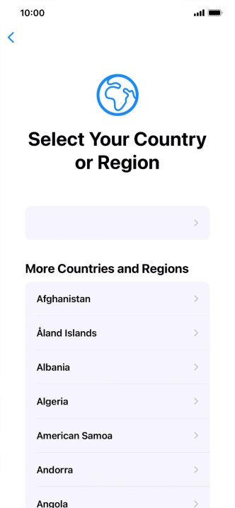 Press the required country or area.