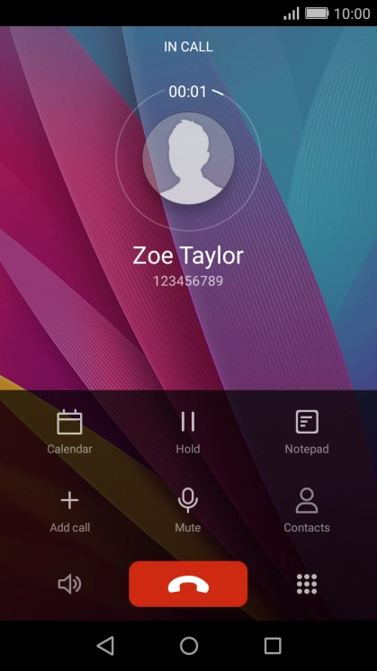 Press the end call icon.