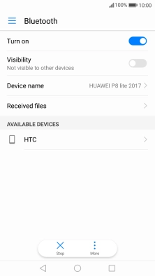Press the required Bluetooth device and follow the instructions on the screen to pair the device with your phone.
