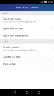 Press Import from SIM card.