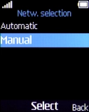 If you want to select a network manually, select Manual and wait while your phone searches for networks.