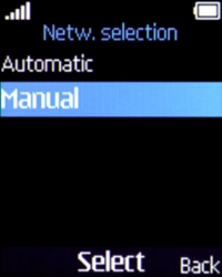 If you want to select a network manually, select Manual and wait while your phone searches for networks.