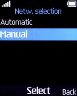 If you want to select a network manually, select Manual and wait while your phone searches for networks.