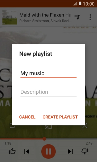 Key in a name for the playlist and press CREATE PLAYLIST.