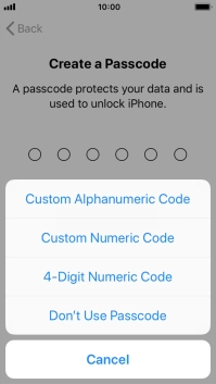 Follow the instructions on the screen to turn on use of phone lock code or press Don't Use Passcode.