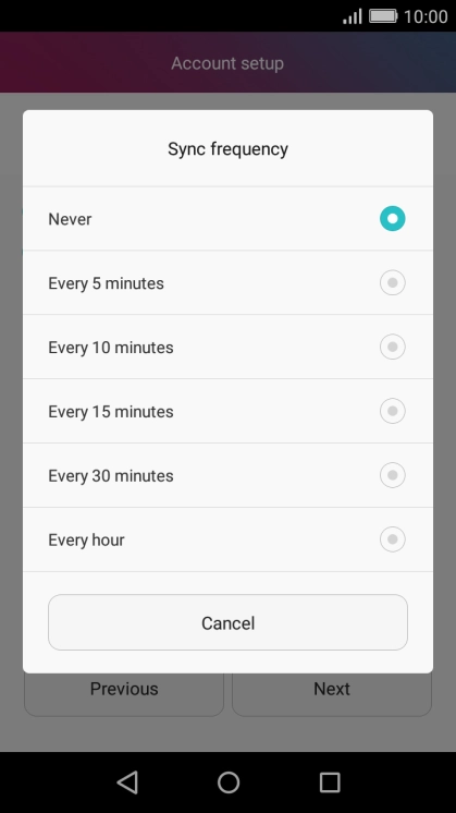 Press the required setting.