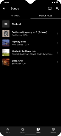 Press the required audio file.