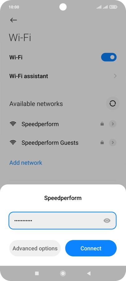 Key in the password for the Wi-Fi network and press Connect.