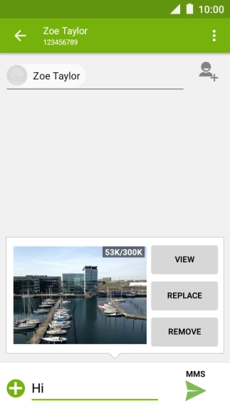 Press the send icon when you've finished your picture message.