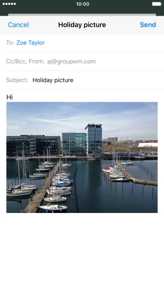 Press Send when you've finished your email message.