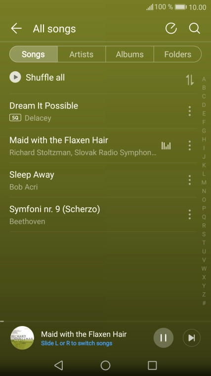 Press the song title at the bottom of the screen.