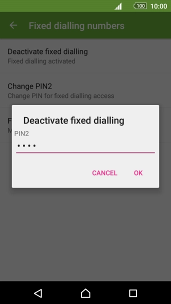 Key in your PIN2 and press OK.