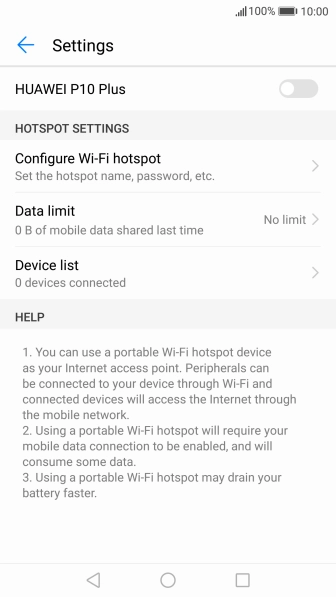 Press Configure Wi-Fi hotspot.