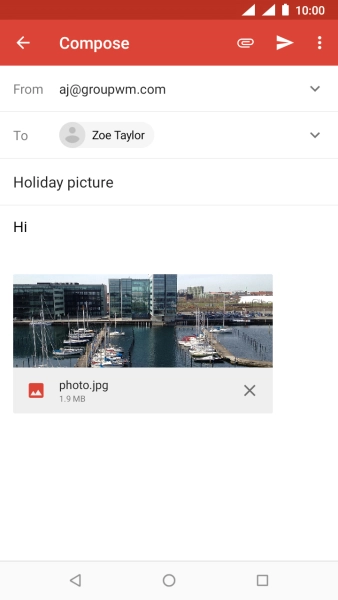 Press the send icon when you've finished your email message.